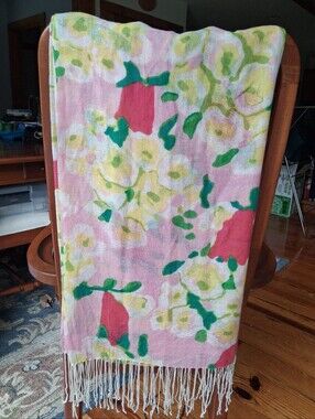 Lilly Pulitzer Murfee Scarf "It Can Be Arranged" Silk/cashmere EUC